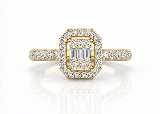 Orienne baguette diamond ring in yellow gold