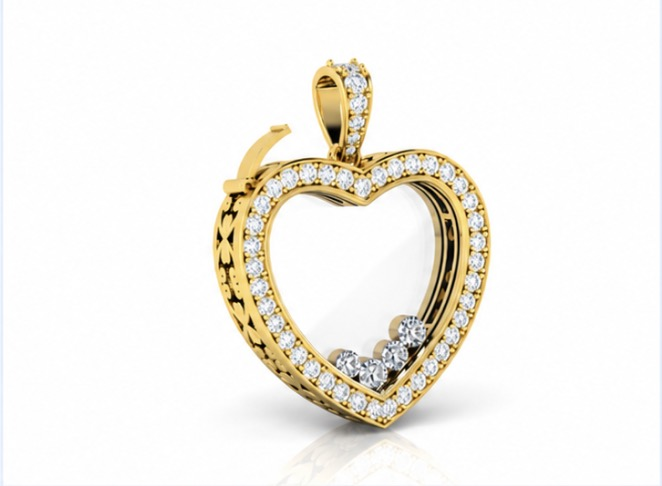 Sérene heart pendant in yellow gold with diamonds